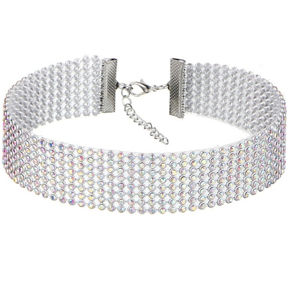 H & C "Clear & Colorful Crystal" Choker Necklace
